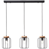 Brilliant Tosh Pendelleuchte, 3-flammig (Reihe) E27 Antik Holz Schwarz Korund FSC® 99503/66