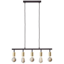 Brilliant Tiffany Balkenpendel, 5-flammig E27 Schwarz Matt Messing Gebürstet 99684/78