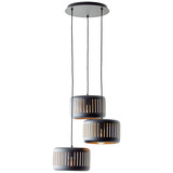 Brilliant Tyas Pendelleuchte, 3-flammig (Rondell) E27 Schwarz Gold 99801/86