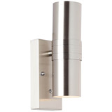 Brilliant Hanni LED Außenwandleuchte, 2-flammig mit Dämmerungsschalter GU10 3W/3W Warmweiß IP44 Edelstahl Up/Down Light, Dämmerungssensor G96254/82