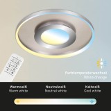 Briloner FRAME PRO LUX LED Deckenleuchte 49cm dimmbar 25W Matt Nickel-Chrom steuerbare Lichtfarbe +Fernbedienung