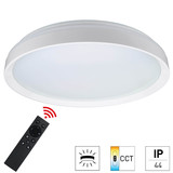 e2 LED Anbauleuchte, Deckenleuchte Moon R482 70W CCT warm-/tageslichtweiss 3000-6500K dimmbar Fernbedienung IP44 Weiß Ø48cm