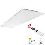 e2 LED Anbaupanel, Deckenleuchte Alva 36W CCT warm-/neutral-/tageslichtweiss 3000K/4000K/6500K Fernbedienung Weiß Stahl 119,5x29,5cm