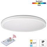 e2 LED Anbaupanel, Deckenleuchte Twice R420 24W CCT warm-/tageslichtweiss 3000-6000K dimmbar RGB IP54 Weiß Ø42cm