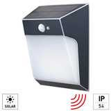 e2 LED Solar-Außenwandleuchte Sabik 2W neutralweiss 4000K Bewegungsmelder IP54 Anthrazit Edelstahl 18x15cm