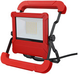 e2 LED Baustellenstrahler, Fluter mit 2 Steckdosen 50W tageslichtweiss 6000K IP65 Rot Aluminium 33x26cm