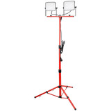 e2 LED Baustellenstrahler, Fluter mit Stativ 2x 50W tageslichtweiss 6000K IP65 Rot Aluminium 172x87cm