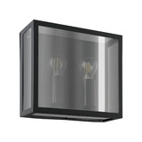 Eglo Außen-Wandleuchte Alamonte Smoke 2-flammig E27 IP44 Schwarz Schwarz-transparent Stahl Glas 29x26cm 31566