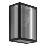 Eglo Außen-Wandleuchte Alamonte Smoke E27 IP44 Schwarz Schwarz-transparent Stahl verzinkt Glas bedampft 26x17cm 33627