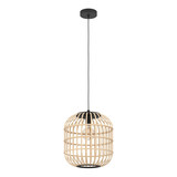Eglo Pendelleuchte Bordesley E27 Schwarz Natur Stahl Holz Ø35cm 43216