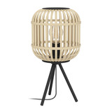 Eglo Tischleuchte Bordesley E27 Schwarz Natur Stahl Holz Ø21cm 43218