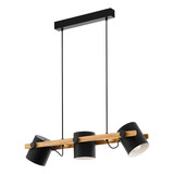 Eglo Pendelleuchte Hornwood 3-flammig E27 Schwarz Creme Braun Stahl Holz 78x21cm 43517
