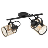 Eglo Spot Dellow 2-flammig E27 Schwarz Messing Stahl 47,5x21cm 43532