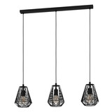 Eglo Pendelleuchte Stype 3-flammig E27 Schwarz Stahl 96x20cm 43693