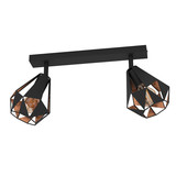 Eglo Deckenstrahler Carlton 7 2-flammig E27 Schwarz Kupferfarben-antik Stahl 42x25,5cm 43716