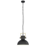 Eglo Pendelleuchte Lubenham E27 Schwarz Braun Stahl Holz Ø30cm 44056