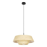 Eglo Pendelleuchte Marford E27 Schwarz Natur Stahl Bast Ø50cm 44096