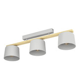 Eglo Deckenleuchte Mariel 3-flammig E27 Hellgrau Braun Stahl Holz 91x25,5cm 900361