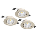 Eglo LED Einbauspot Saliceto 3-flammig dimmbar 3x 4,8W warmweiss 2700K Nickel-matt Aluminium Ø9cm 900746