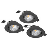 Eglo LED Einbauspot Saliceto 3-flammig dimmbar 3x 4,8W warmweiss 2700K Schwarz Aluminium Ø9cm 900747