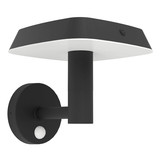 Eglo LED Solar-Wandleuchte Dreoli 8,5W warmweiss 3000K Bewegungsmelder IP44 Schwarz mit Sensor 21x17,5cm 901071