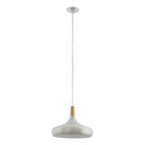 Eglo Pendelleuchte Sabinar E27 Silber gebürstet Braun Stahl Holz Ø40cm 901182