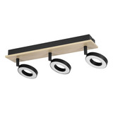 Eglo LED Deckenstrahler Rielves 3-flammig 3x 4,2W warmweiss 3000K Braun Schwarz Holz Stahl 40x17,5cm 901204