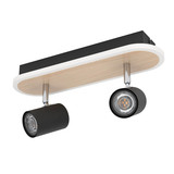 Eglo LED Deckenstrahler Rimbocchi 12W warmweiss 3000K Schwarz Braun Satiniert Stahl 34x15cm 901632