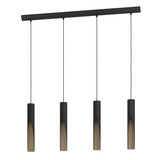 Eglo LED Pendelleuchte Barbotto 4-flammig GU10 4x 4,5W warmweiss 3000K Schwarz Braun Stahl Holz 92,5x6cm 901733