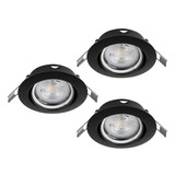 Eglo LED Einbauspot Favazzina 3-flammig GU10 3x 4W warmweiss 2700K Schwarz Stahl Ø9cm 901755