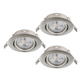Eglo LED Einbauspot Favazzina 3-flammig GU10 3x 4W warmweiss 2700K Nickel-matt Stahl Ø9cm 901757