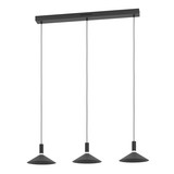 Eglo LED Pendelleuchte Conomavilla-Z Smart 3-flammig dimmbar 3x 7,5W RGB CCT warm-/tageslichtweiss 2700-6500K Zigbee Schwarz Stahl 92x22cm 902184