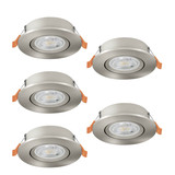 Eglo LED Einbauspot Barranco 5-flammig 5x 4,8W CCT warm-/neutral-/tageslichtweiss 2700/4000/6500K Nickel-matt Ø9cm 902269