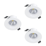 Eglo LED Einbauspot Saliceto 3-flammig dimmbar 3x 4,8W warmweiss 2700K Weiss Aluminium Ø9cm 902277