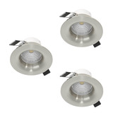 Eglo LED Einbauspot Saliceto 3-flammig dimmbar 3x 4,8W warmweiss 2700K Nickel-matt Aluminium Ø9cm 902279