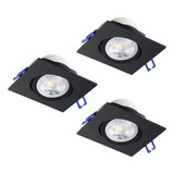 Eglo LED Einbauspot Saliceto 3-flammig dimmbar 3x 4,8W warmweiss 2700K Schwarz Aluminium 9x9cm 902284