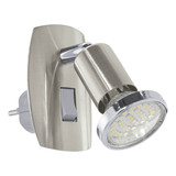 Eglo LED Steckdosenspot Mini 4 GU10 2,8W warmweiss 3000K Nickel-matt Chrom Stahl 10x7cm 902364