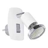 Eglo LED Steckdosenspot Mini 4 GU10 2,8W warmweiss 3000K Weiss Chrom Stahl 10x7cm 902365
