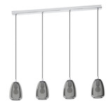 Eglo Pendelleuchte Alobrase 4-flammig E27 Chrom Schwarz-transparent Stahl Glas bedampft 108x15cm 98616