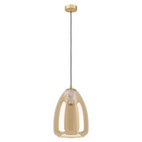 Eglo Pendelleuchte Alobrase E27 Messing-gebürstet Amber Stahl Glas bedampft Ø30cm 98647
