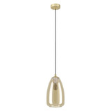Eglo Pendelleuchte Alobrase E27 Messing-gebürstet Amber Stahl Glas bedampft Ø20cm 98648