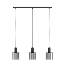 Eglo 98753 GOROSIBA E27 3-fach Hängeleuchte 850x150mm Schwarz-Transparent