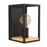 Eglo Wandleuchte Libertad E27 Schwarz Braun Stahl Holz 24x14cm 99796