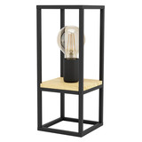 Eglo Tischleuchte Libertad E27 Schwarz Braun Stahl Holz 35x14cm 99797