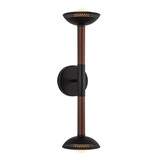 Elstead Arden LED Wandleuchte 2-flammig dimmbar warmweiss 11W Mattschwarz-Walnuss Alu Stahl Opalglas 57cm