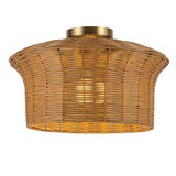 Elstead Kai Deckenleuchte E27 Gold gebürstet Stahl Rattan Ø41cm