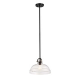 Elstead Hampton Pendel- und Deckenleuchte E27 Graphit Stahl Blasenglas Ø33cm Made in UK