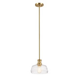 Elstead Notting Hill Pendel- und Deckenleuchte E27 Naturmessing lackiert Stahl Klarglas Ø25cm Made in UK