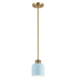 Elstead York Pendel- und Deckenleuchte E27 Naturmessing-Hellblau Stahl Ø17cm Made in UK