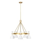 Elstead Joan Kronleuchter E27 5-fach Mattes Weiß, brüniertes Messing